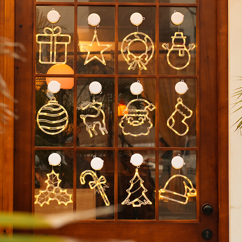 Christmas Lights, Led Decorative Lights, Christmas Tree, Old Man, Snowman Scene Layout, Creative Small Pendant Hangings