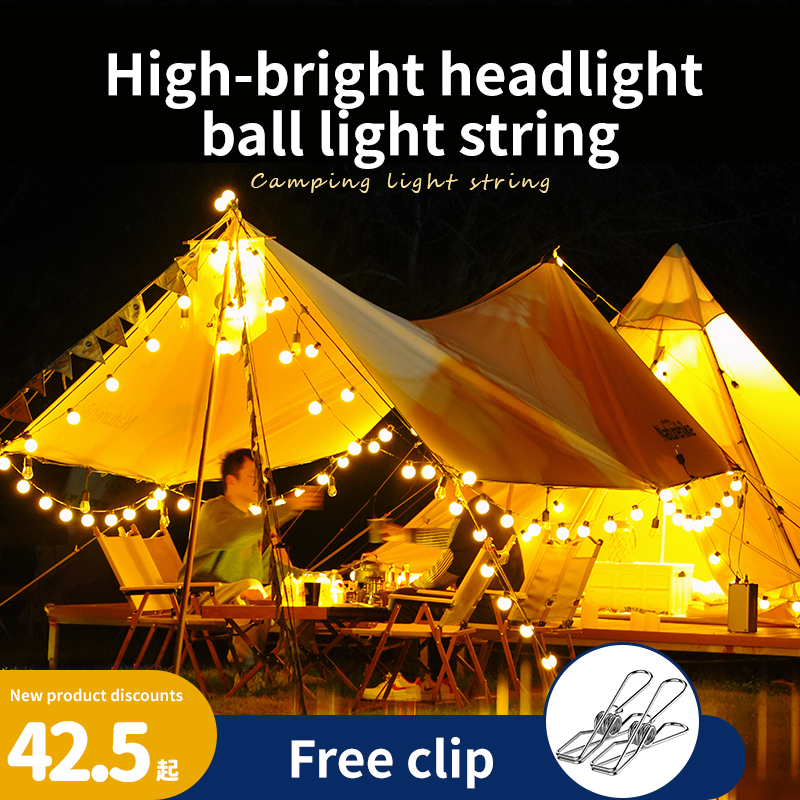 Outdoor Camping Atmosphere Light String Light Waterproof Led Big Ball Light Canopy Tent Christmas Decoration Stall Layout