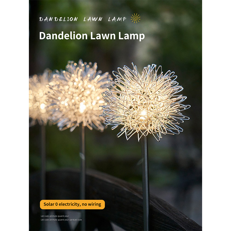 Solar Outdoor Garden Light Dandelion Luminous Ball Terrace Garden Decoration Villa Layout Ground Plug Lawn Light